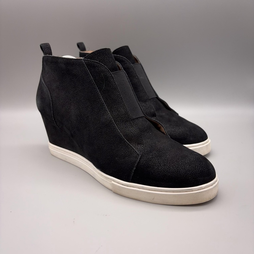 Linea Paolo Boots Womens Size 9 Black Suede Wedge Ankle Sneaker Booties Zip